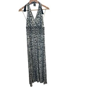 Studio M Womens Large‎ Halter Maxi Dress Psychedelic Paisley Smocked Y2K Resort